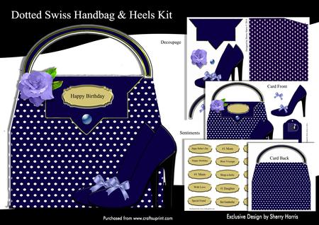 Blue Dotted Swiss Handbag & Heels Card Kit