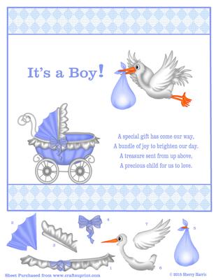 It's a Boy! 8x8 Card Topper