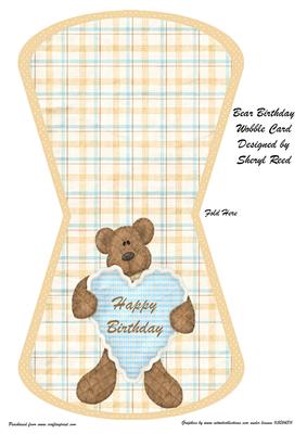 Teddy Bear with Heart Wobble Birthday Card