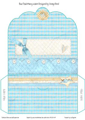 Blue Plaid and Quilted Money Wallet