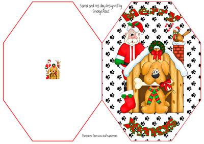 Father Christmas and His Dog Octogon Card