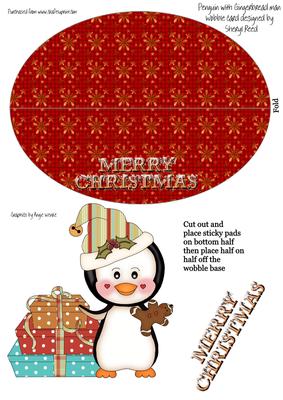 Christmas Penguin with Gingerbread Man Wobble Card