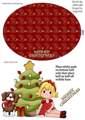 Girl with Dog and Christmas Tree Wobble Card