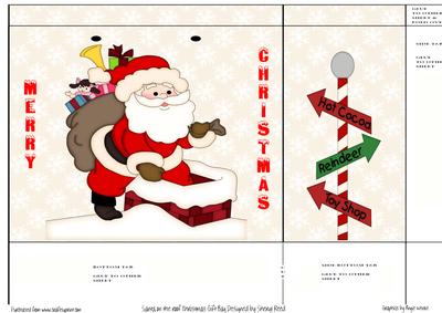 Santa on the Roof Christmas Gift Bag