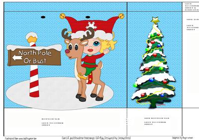 Rudolf and Girl Elf Christmas Gift Bag