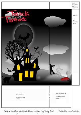 Halloween Trick or Treat Bag Haunted House Scene