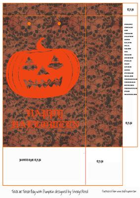 Halloween Trick or Treat Bag with Skull Background and Pumpk