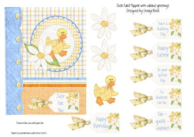 Duck, Card Topper, with Various Greetings