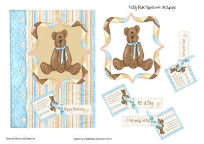 Teddy Bear, Topper, Its a Boy, Happy Birthday