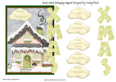 Xmas Word Decoupage Topper with Greetings