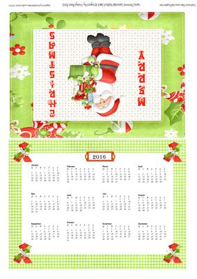 Santa with Presents Calendar Backed Christmas Card