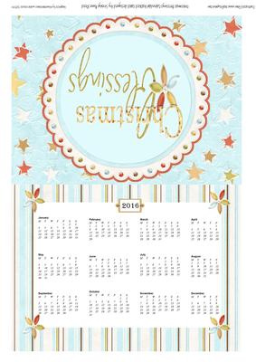 Christmas Blessings Calendar Backed Christmas Card
