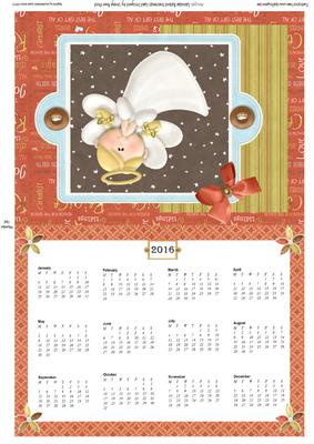 Angel Calendar Backed Christmas Card