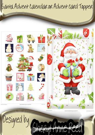 Santa Advent Calendar or Advent Card Topper A4