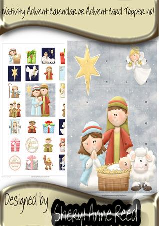 Nativity Advent Calendar or Advent Card Topper A4