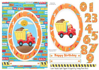 I Love Trucks Age Card Topper with Decoupage