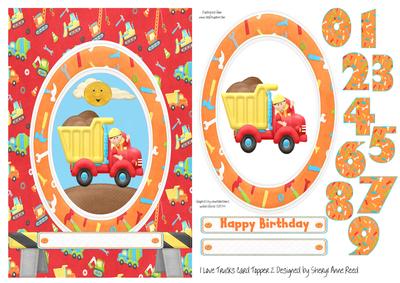 I Love Trucks Age Card Topper 2 with Decoupage
