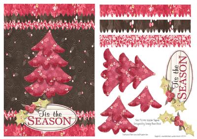 Red and Black Christmas Tree Card Topper