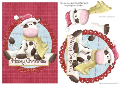 Mooey Christmas Cow Christmas Card Topper