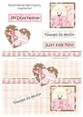Bear and Heart Card Topper with Decoupage