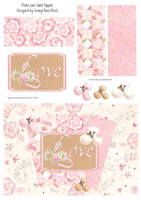 Pinks Floral Love Card Topper with Decoupage