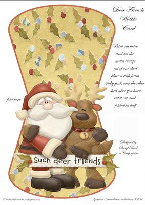 Deer Friends Wobble Christmas Card