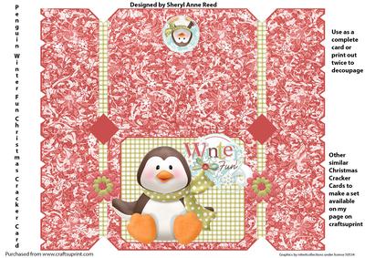 Penguin Winter Fun Christmas Cracker Card