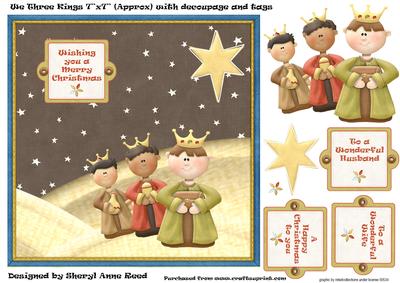 We Three Kings with Decoupage and Tags