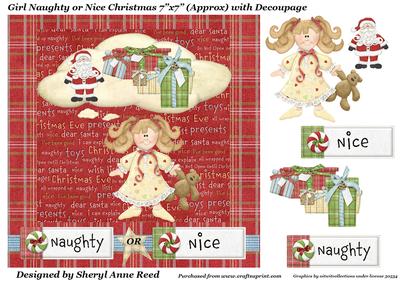 Girl Naughty or Nice with Decoupage