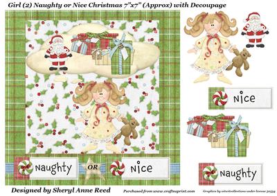Girl (2) Naughty or Nice with Decoupage