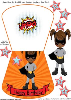 Super Hero No1 Wobble Card Girl Age 3-8
