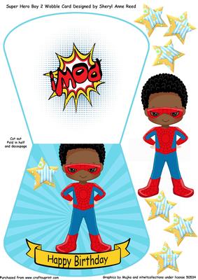Super Hero No 2 Wobble Card Boy Age 3-8
