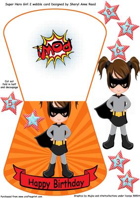 Super Hero No 2 Wobble Card Girl Age 3-8