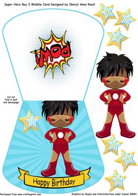 Super Hero No 3 Wobble Card Boy Age 3-8
