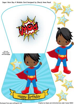 Super Hero No 4 Wobble Card Boy Age 3-8