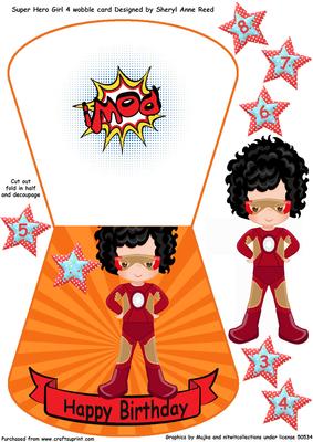 Super Hero No4 Wobble Card Girl Age 3-8