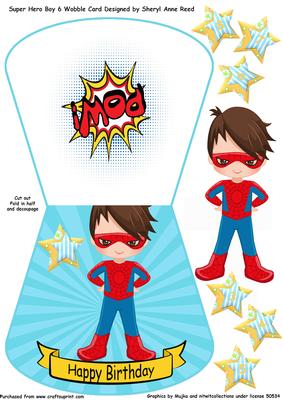 Super Hero No 6 Wobble Card Boy Age 3-8