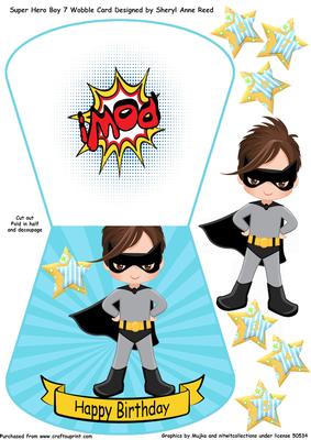 Super Hero No 7 Wobble Card Boy Age 3-8