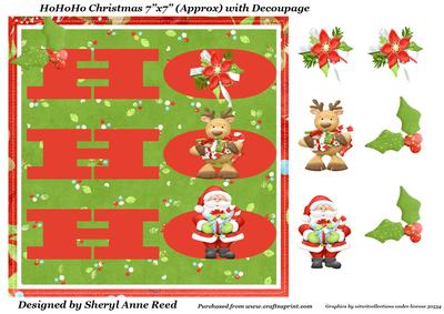 Hohoho Christmas 7x7 Topper with Decoupage