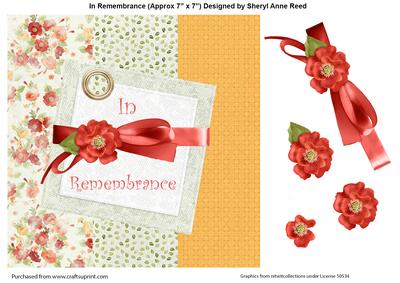 In Remembrance Square Card with Decoupage