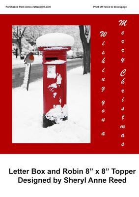Letterbox and Robin 8"x8" Christmas Topper