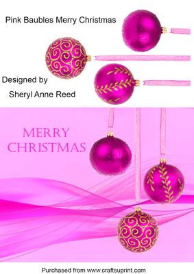 Pink Baubles Merry Christmas