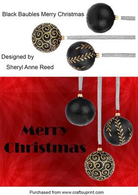 Black Baubles Merry Christmas