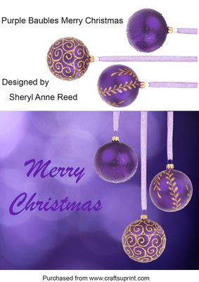 Purple Baubles Merry Christmas