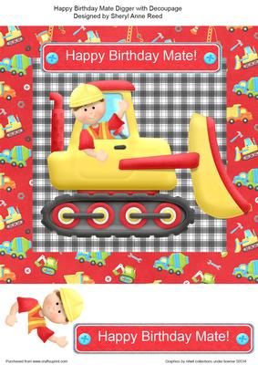 Happy Birthday Mate with Decoupage