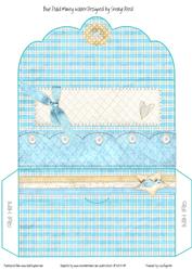 Blue Plaid and Quilted Money Wallet