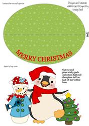 Christmas Snowman and Penguin Wobble Card