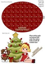 Girl with Dog and Christmas Tree Wobble Card