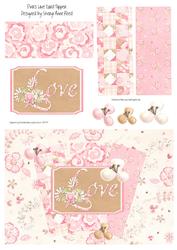 Pinks Floral Love Card Topper with Decoupage