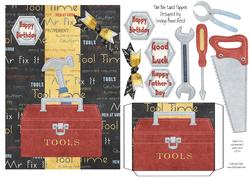 Tool Box Birthday, Fathers Day, Good Luck,pocket Card Topper